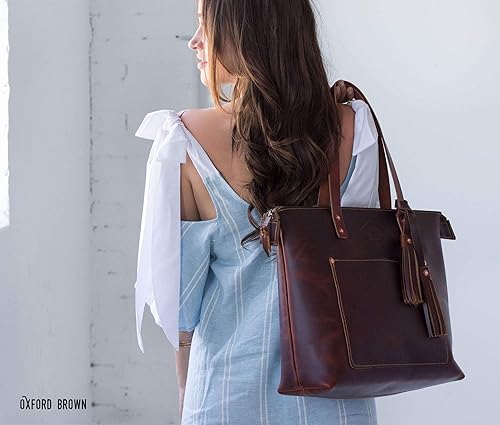 Miniatura 9 de Deluxe Leather Tote Bag for Women, Leather Handbag, Leather Purse, Monogram Tote, Made in the USA