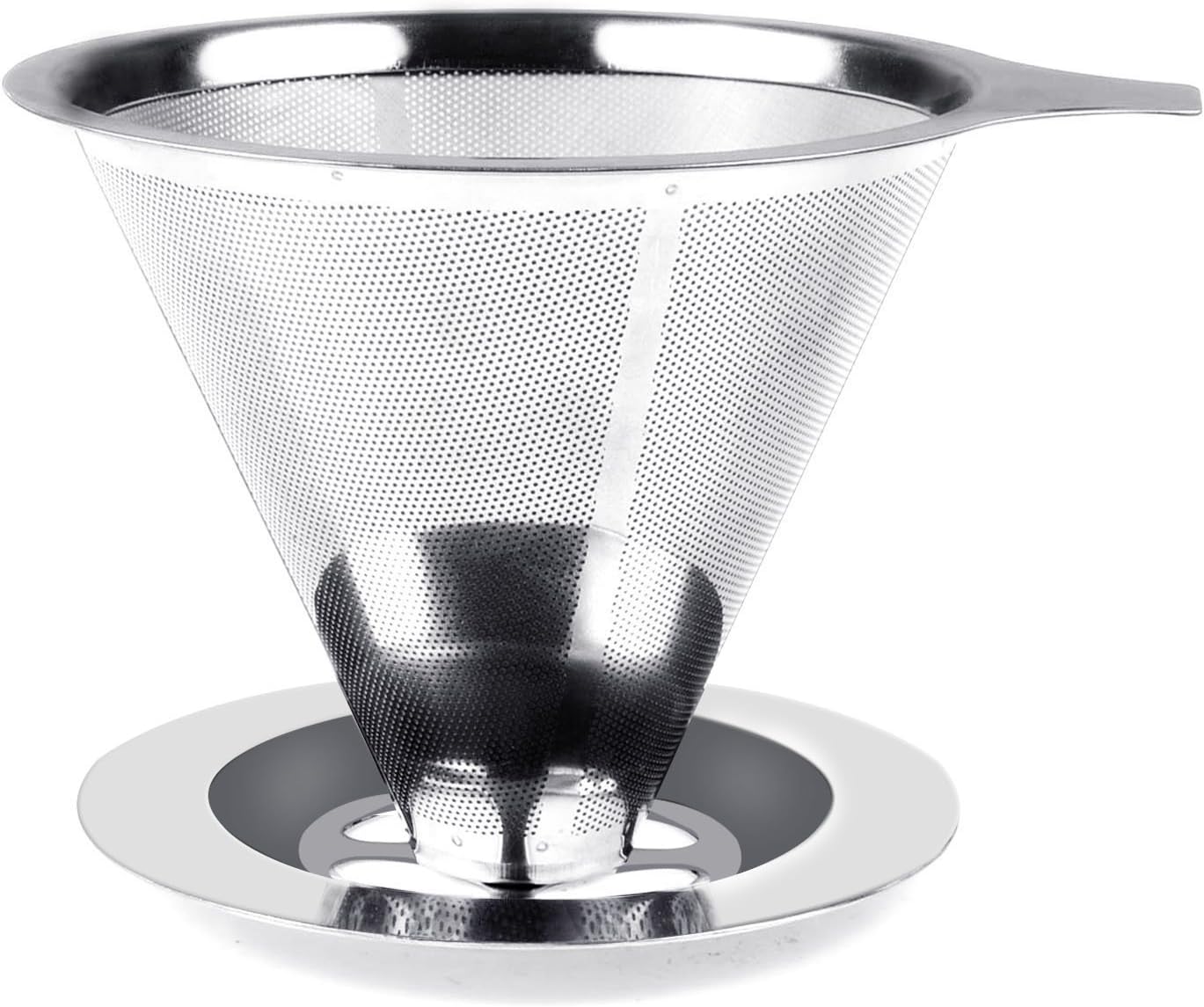 Paperless Pour Over Coffee Dripper, Kitclan(TM) Stainless Steel Reusable Mash Cone Coffee Filter and Single Cup Coffee Maker with Cup Stand