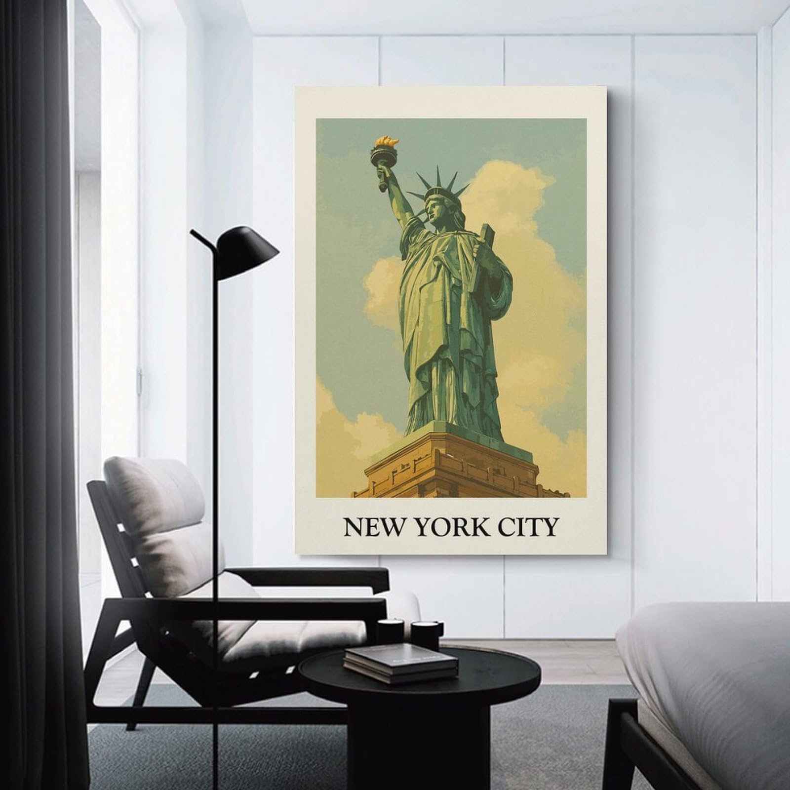 Junmoney Statue of Liberty, New York City Wall Decor Canvas Print, 24x36inch(60x90cm), for Home Lounge, Bedroom Or Reading Nook, Decorative Artwork for Empty Walls