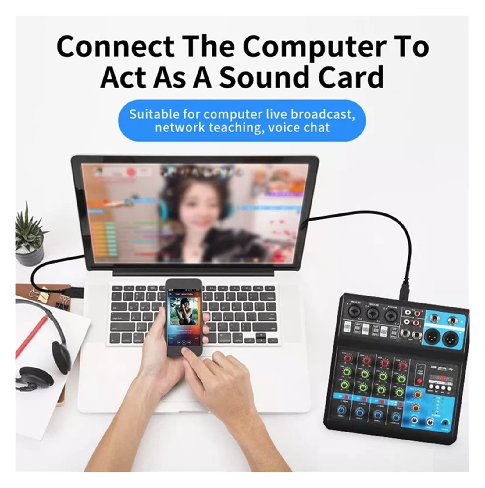 Amazon.co.jp: オーディオミキサー 5 チャンネル ポータブル