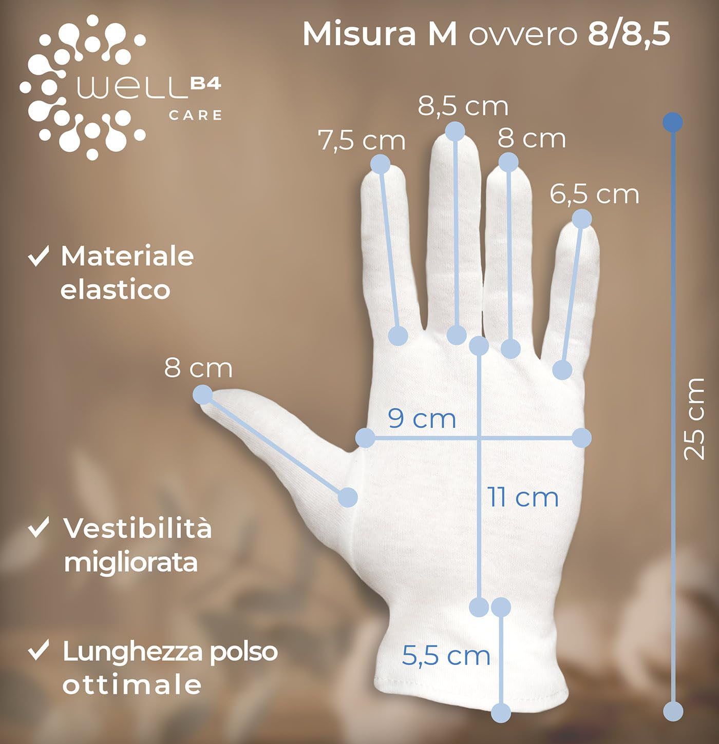 Guanti in cotone (Dermatest: eccellent), Guanti in tessuto morbido per maschere per le mani, Guanti in tessuto con compatibilità cutanea certificata, guanti idratanti, guanto in stoffa,Pacco da 3 Paia