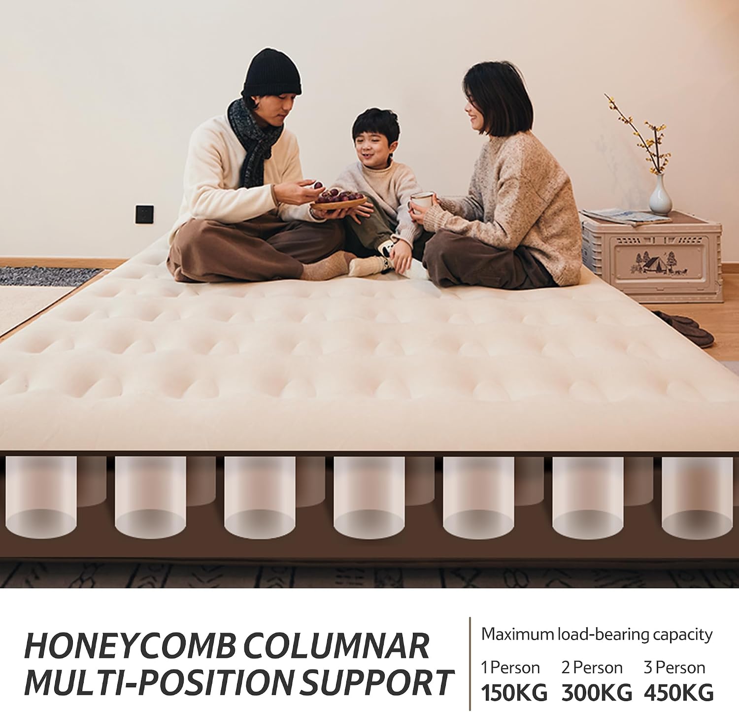 Naturehike Queen Air Mattresses with Rechargeable Built-in Pump, Inflatable Mattress, Portable Blow up Mattress, Air Bed for Home, Camping, Guest