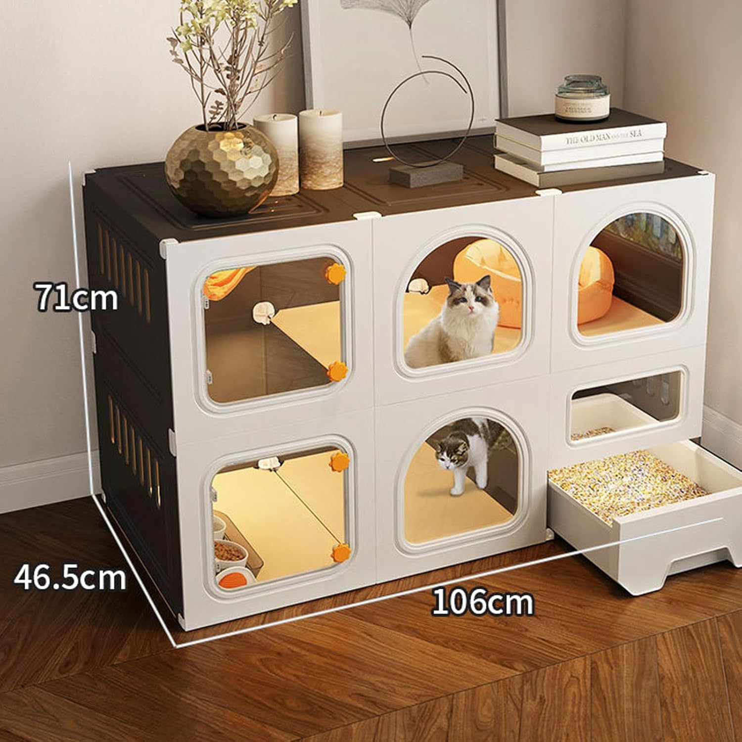 s Indoor – Cat Pet Fences, Cat Villas, Integrated Toilets with Litter Boxes, Indoor and Outdoor s for Small Animals, Easy Rinse Cleaning, DIY Installation,C