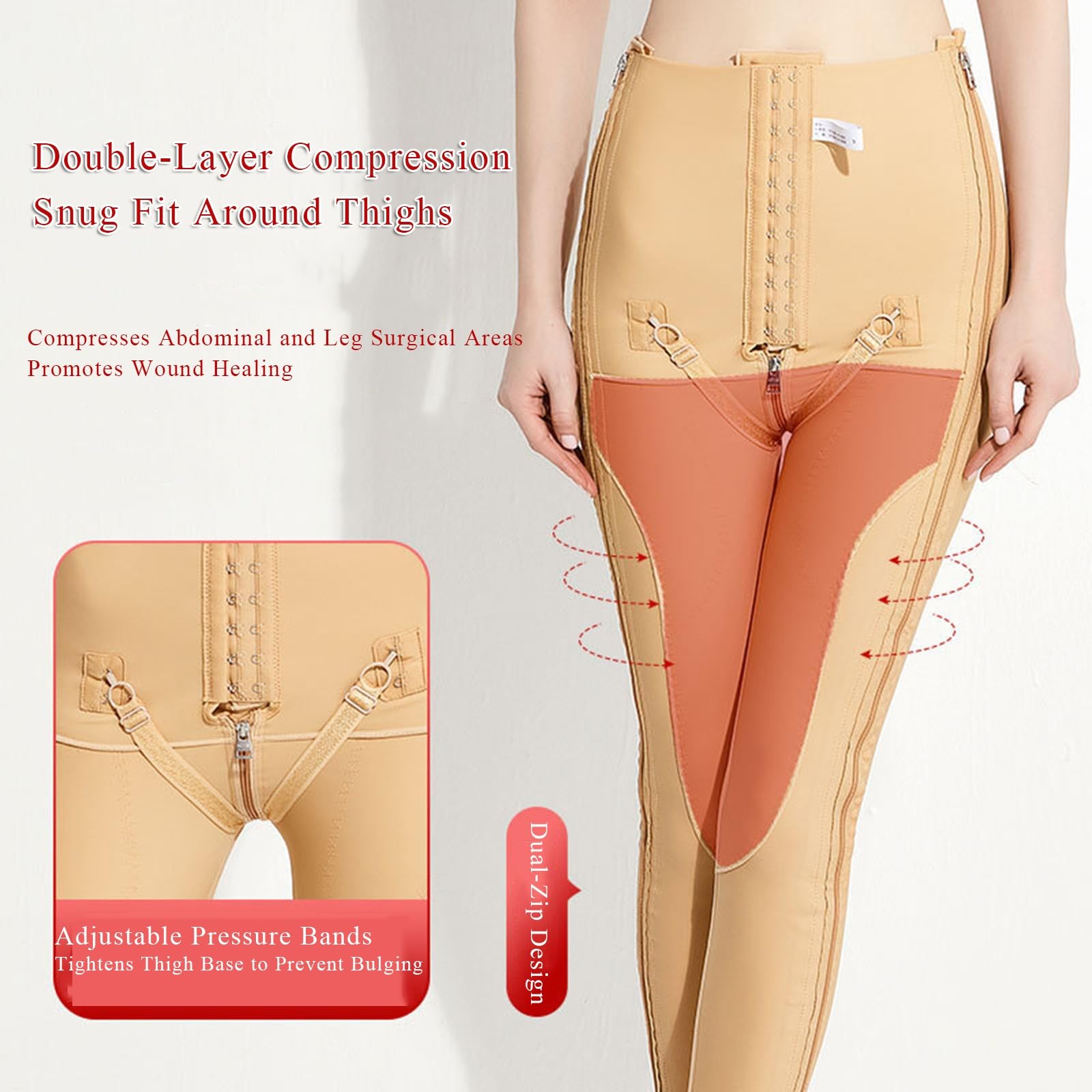 Shapewear-Leggings Für Frauen Nach Einer Fettabsaugung, Hoch Taillierte Kompressionshose Mit Po-Lifting-Effekt, Reißverschluss Und Offenem Schritt