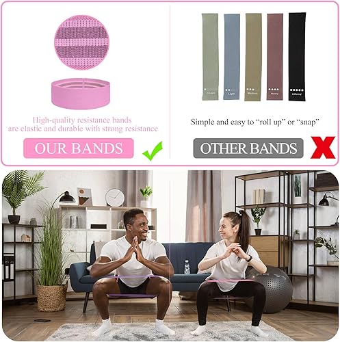 Miniatura 4 de Fabric Resistance Bands for Working Out, 5 Levels Booty Bands for Women Men, Cloth Workout Bands Resistance Loop Exercise Bands for Legs Butt at