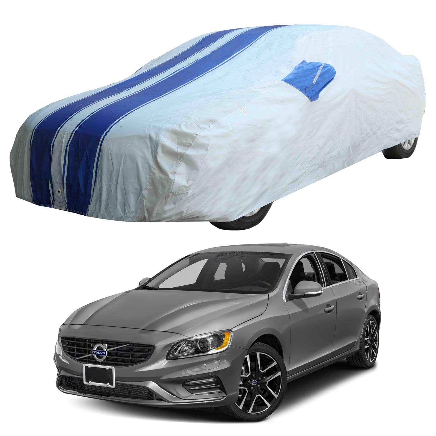 Oshotto/Recaro 100% Blue dustproof and Water Resistant Car Body Cover with Mirror Pockets for Volvo S-60
