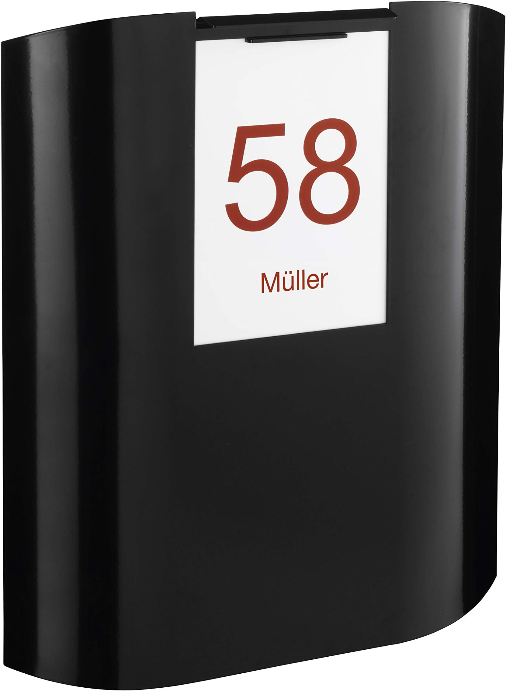 Renz MEFA UFO 650 650100M Letterbox (Colour: Jet Black, Letter Flap Top, Front Removal, Size: 538 x 460 x 164 mm) Black