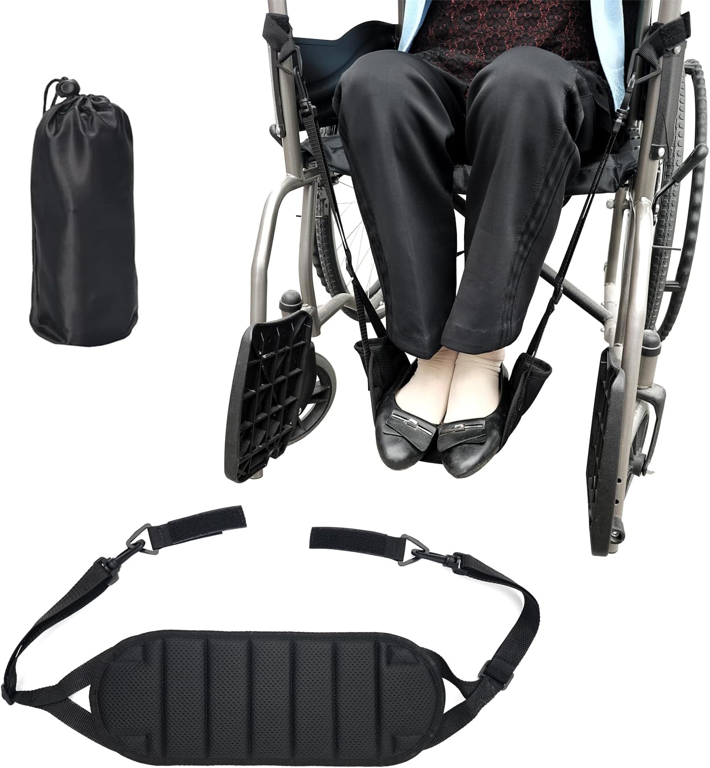 Wheelchair Footrest Hammock, Adjustable Hanging Foot Sling for Foot Rest Replacement
