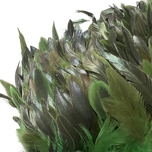 Miniatura 3 de Verde lima 5 yardas, 5-7 pulgadas, flecos de plumas de gallo para vestido, costura, manualidades, disfraces, accesorios, suministros de fiesta,