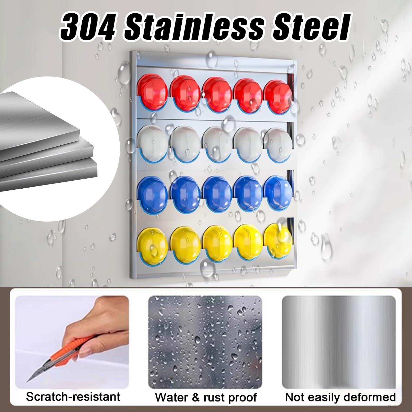 Estante de almacenamiento para casco de pared, acero inoxidable 304, organizador que ahorra espacio para fábricas y tiendas minoristas