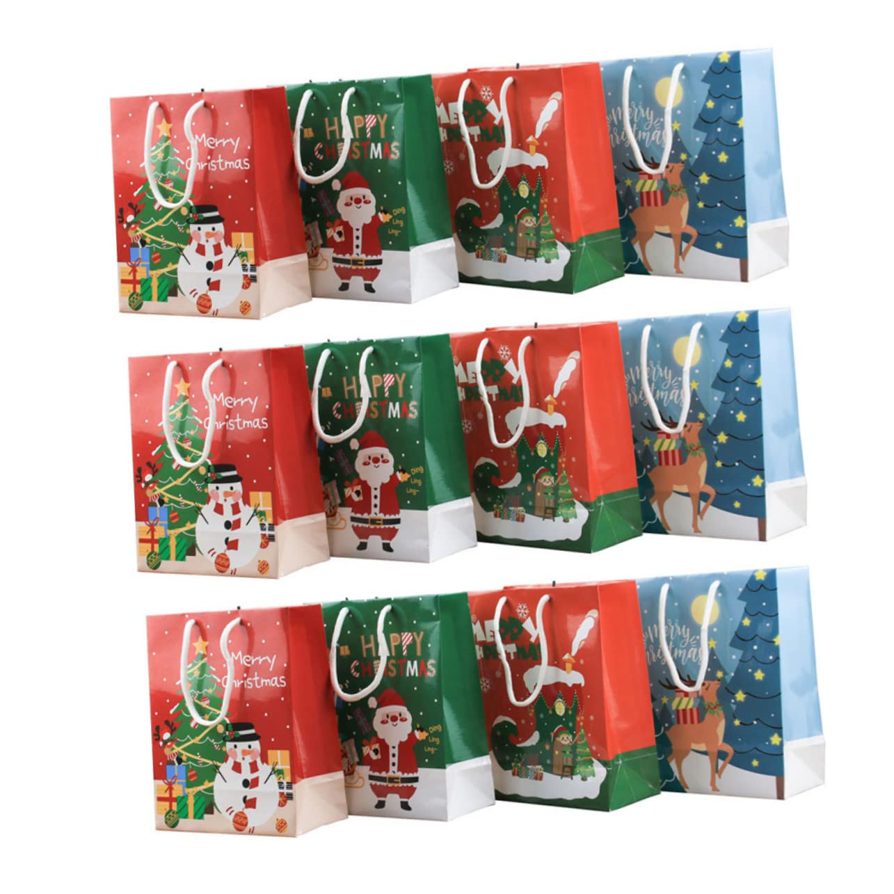 Didiseaon 12pezzi Sacchetti di Natale di Carta per Alimenti Stampa Natalizia per Conservare Biscotti e Caramelle Sacchetti Regalo Decorativi