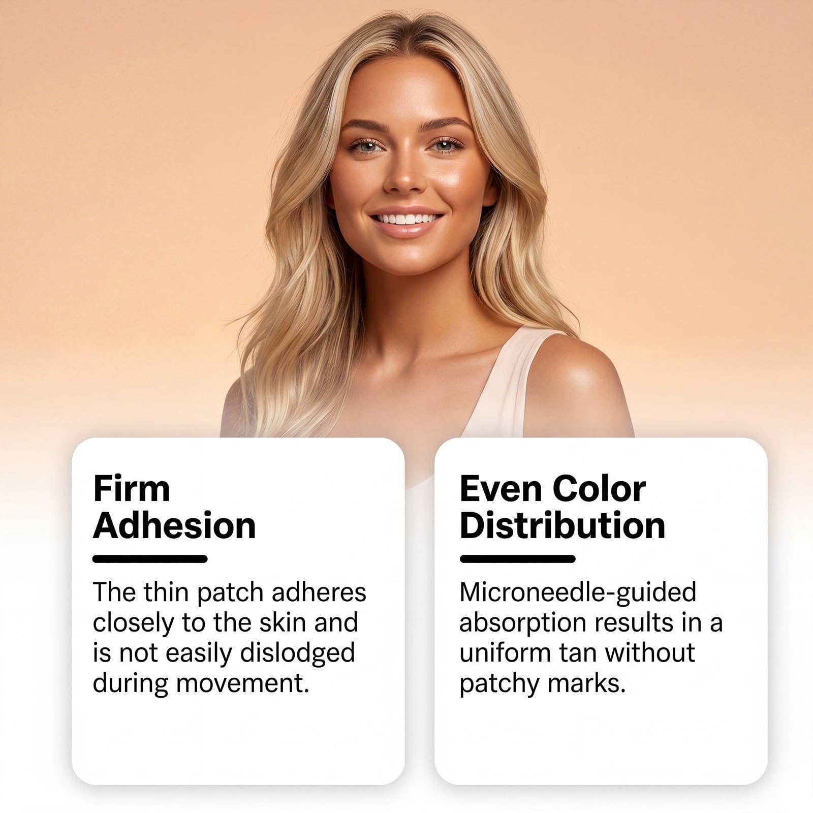Patch autoabbronzante Micro-Needle SUN-FREE GLOW - Abbronzatura naturale uniforme senza tinta arancione, formula idratante unisex adatta a tutte le pelli