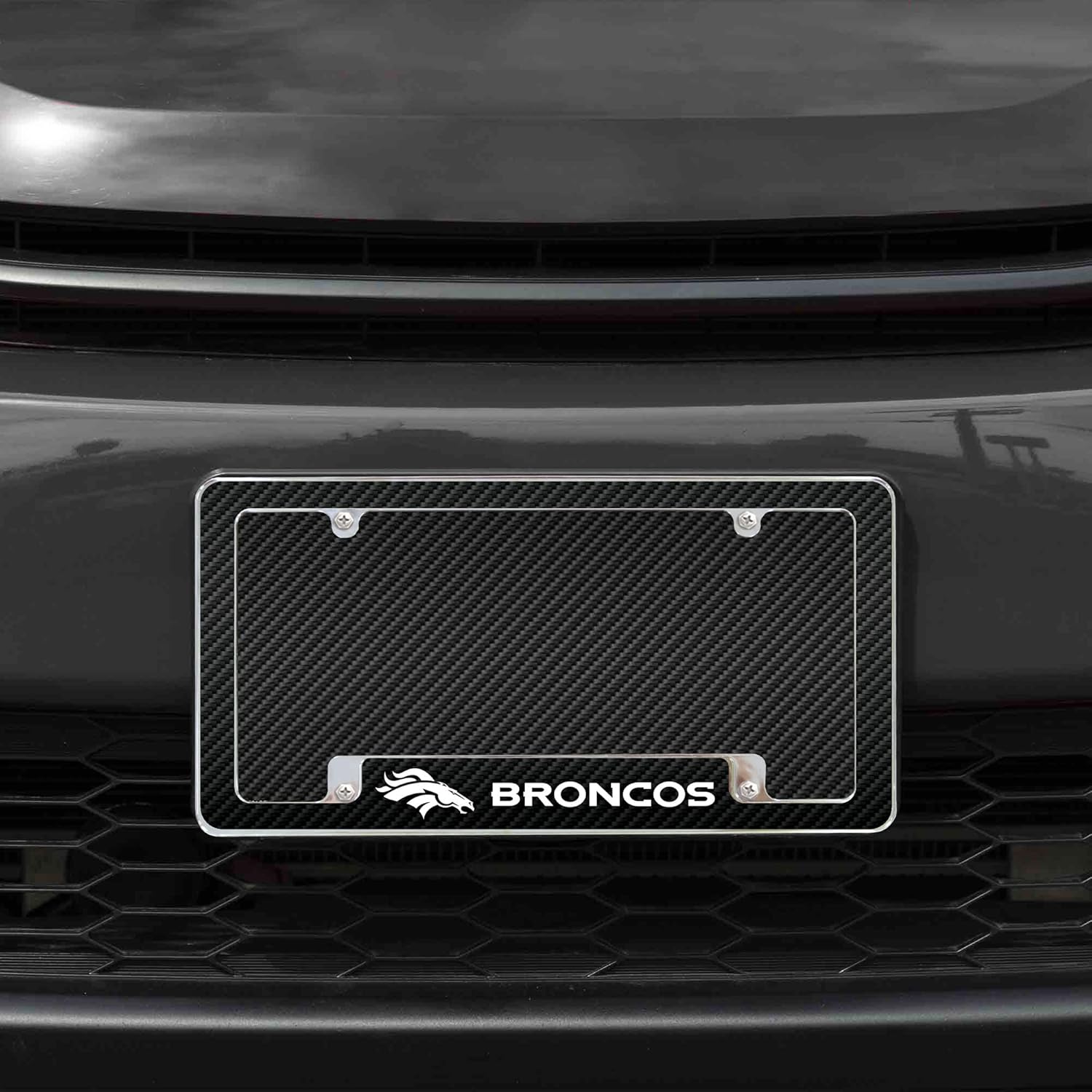 Rico Industries NFL Football Black 12" x 6" Chrome All Over Automotive License Plate Frame for Car/Truck/SUV