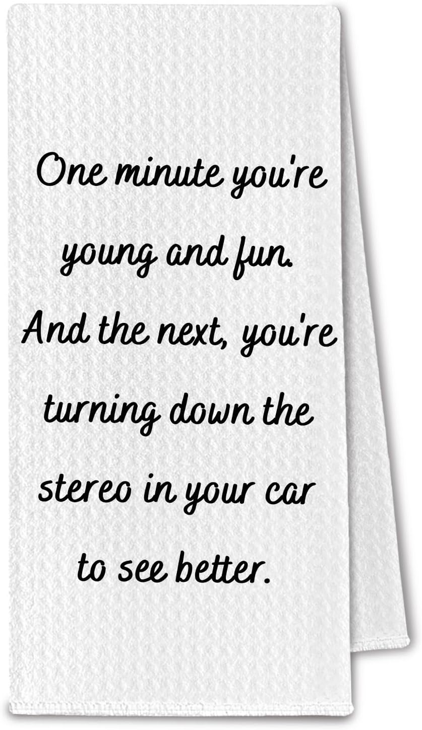 Funny Kitchen Towels, Sarcastic Gifts for Women Men Dish Towels Drying Cloth for Kitchen, Humorous Quote Decorative Hand Towel for Bathroom, 16x24 Inch