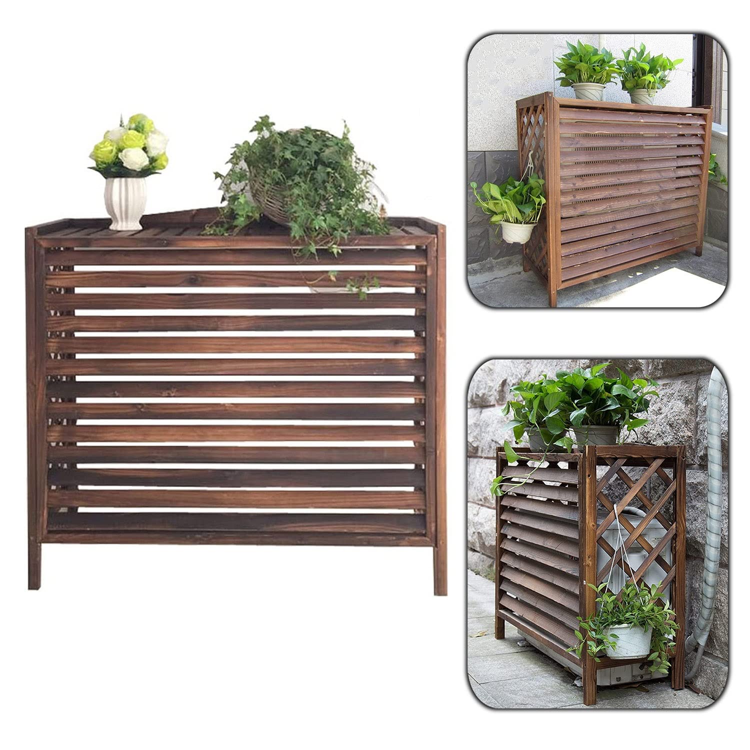 Couverture de climatisation extérieure et grilles de protection pour pompe à chaleur en bois