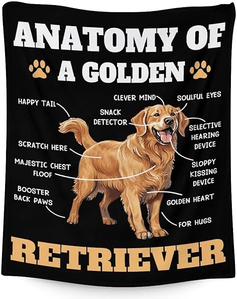 Golden Retriever Blanket - 30x40 Inches Size for Baby - Soft Fluffy Throw for Couch, Work - Black Novelty Fuzzy Gifts