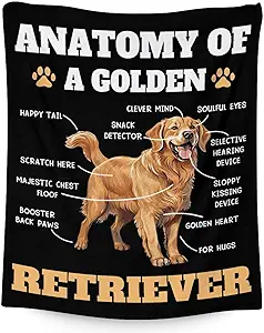 Golden Retriever Blanket - 30x40 Inches Size for Baby - Soft Fluffy Throw for Couch, Work - Black Novelty Fuzzy Gifts