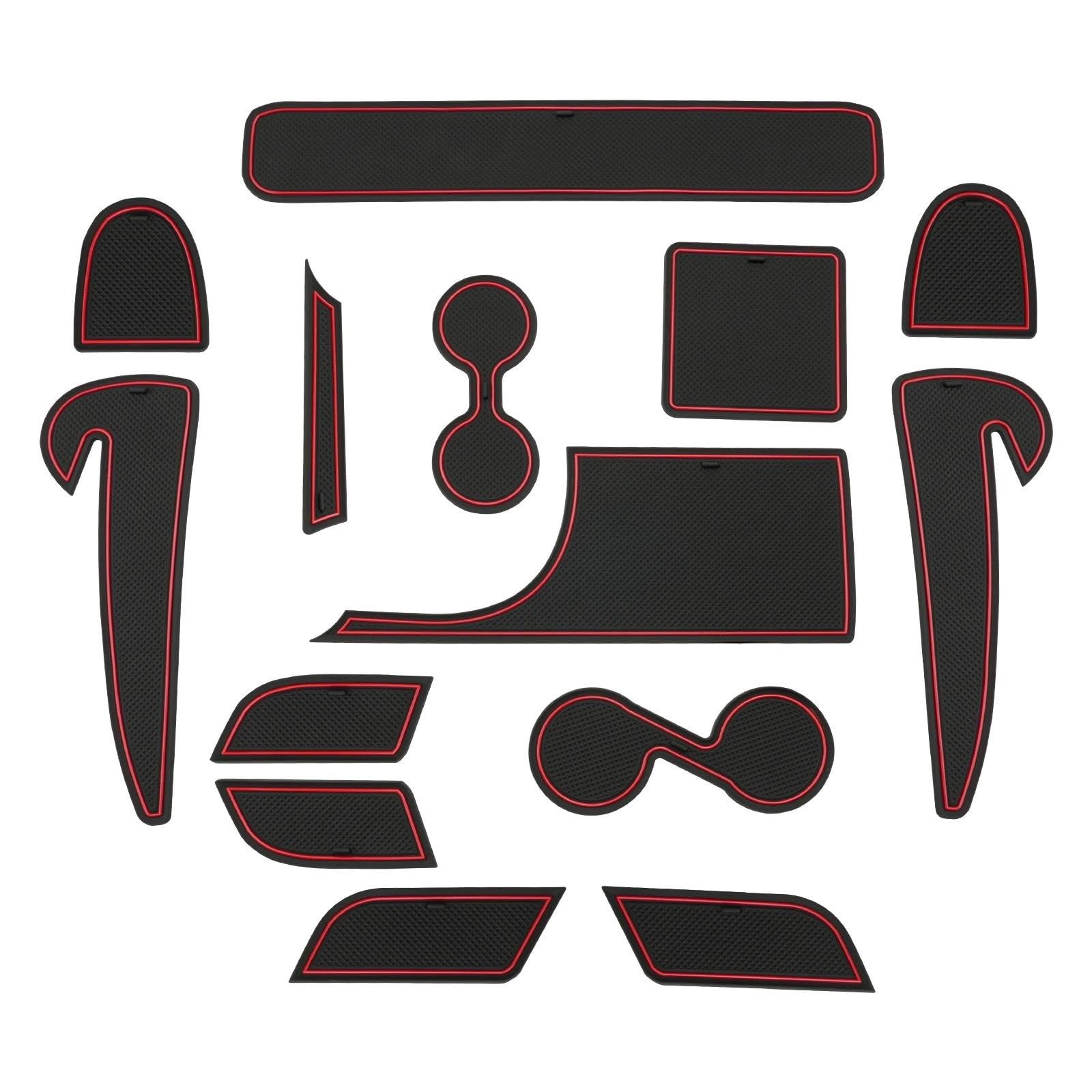 Tappetino Antiscivolo Alfombrilla Ranura Puerta Coche para Hyundai para Kona SX2 para Hybird para PHEV 2024 2025, Alfombrilla Antideslizante Accesorios para Interior De Coche(Rosso)