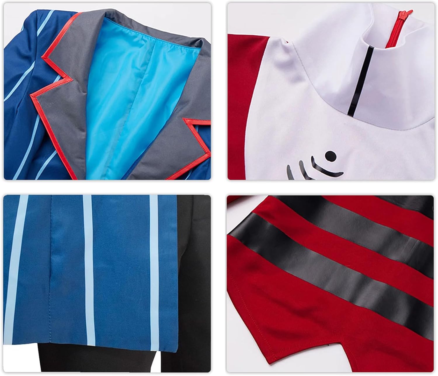 SHIKI Unisex Men Anime Hotel Vox Cosplay Costume Blue Striped Suit Uniform Jacket Coat Pants Hat Gloves Halloween Outfit