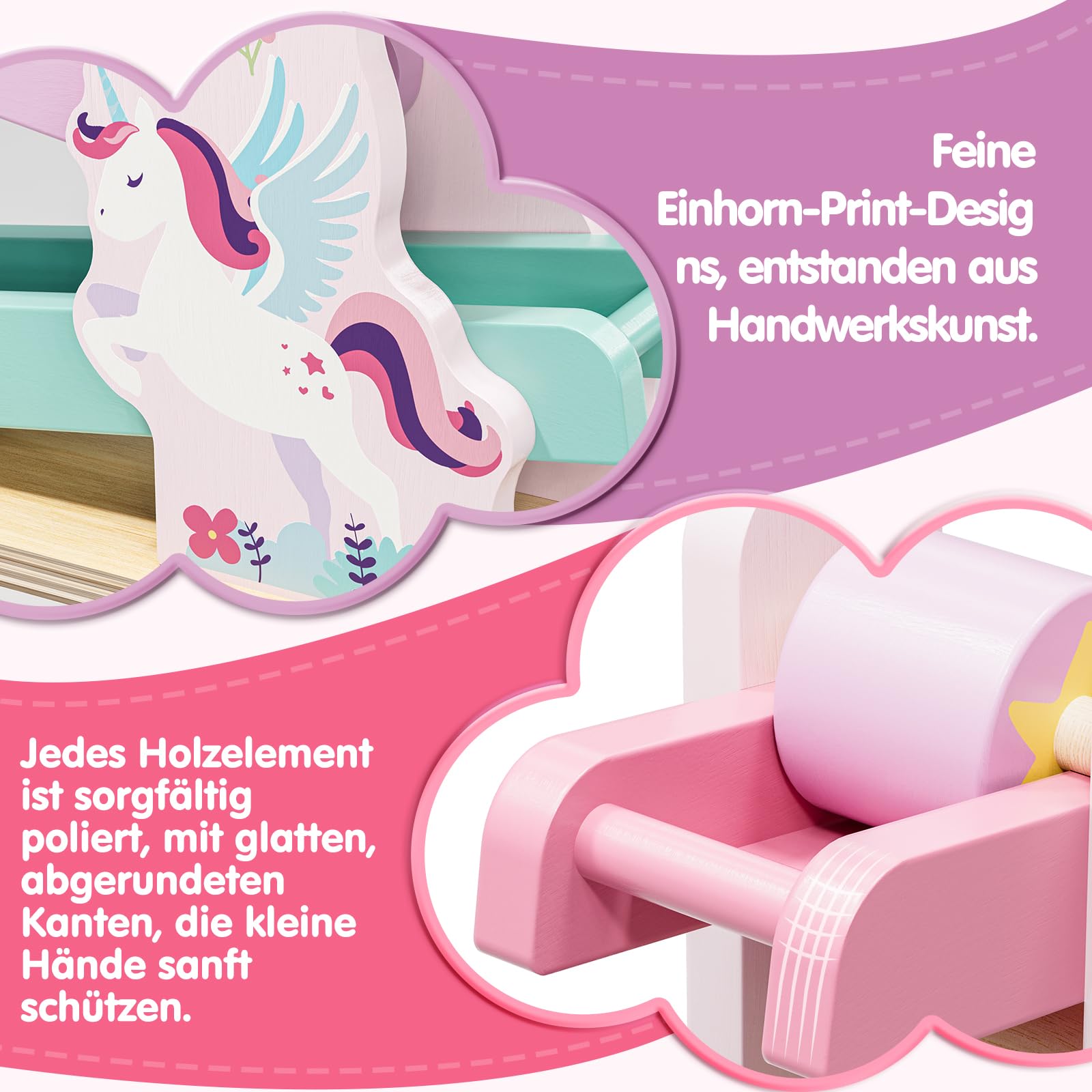 Lehoo Castle Kugelbahn Holz ab 1 Jahr, Einhorn Spielzeug ab 1 2 Jahre Mädchen, Holzspielzeug Baby, Geschenk 1 Jahr Mädchen