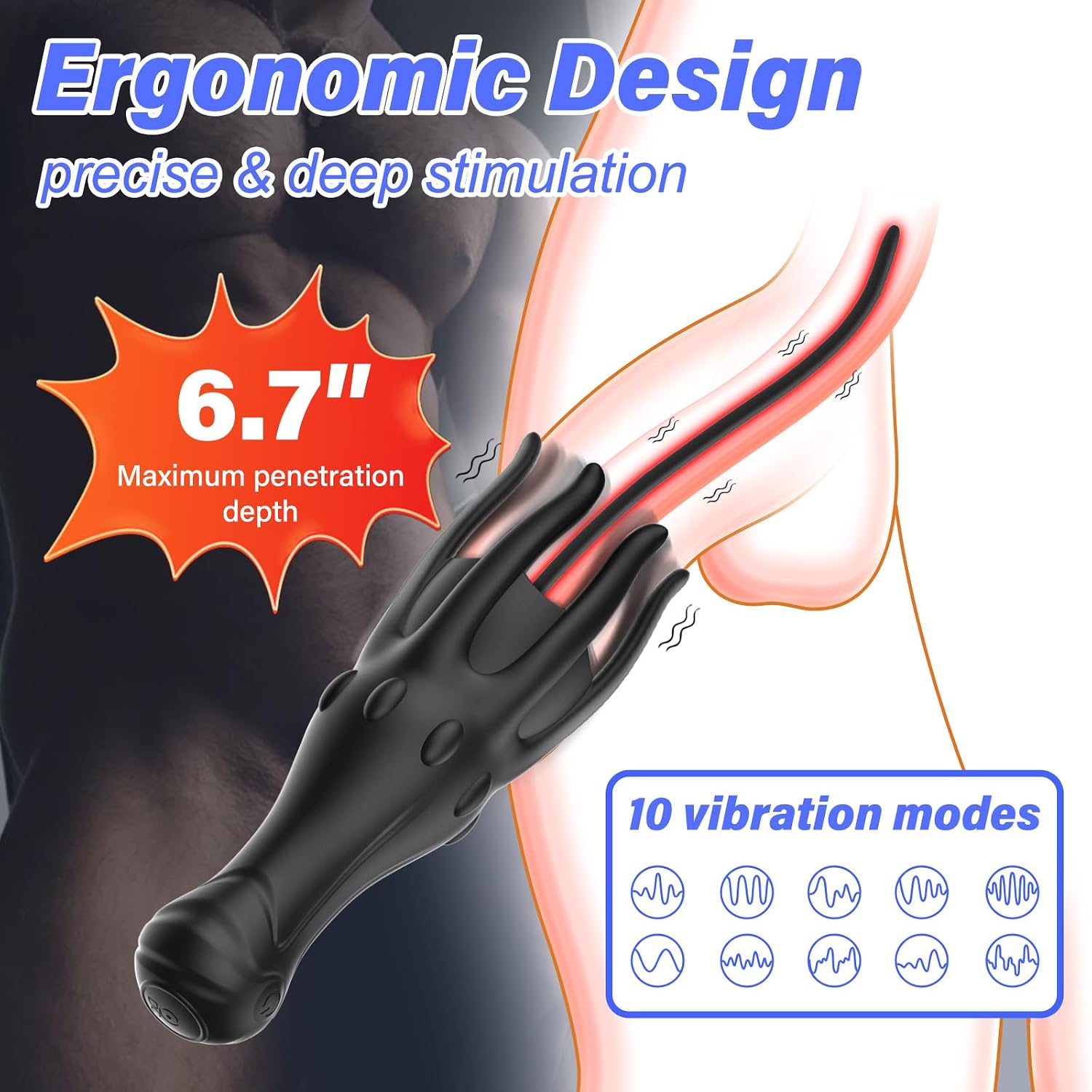 Penis Vibrator & 6 PCS Urethral Sounds Male Sex Toys Set, Male Msturbator with 10 Vibrations, Penis Plug Cock Dilators, Penis Stimulator Adult Sex Toy, Catheters & Sounds, Adult Sex Toys & Games