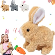 Interactive Bunny Toy, Easter Gifts for Children, Bouncing Rabbit | Small Rabbit Soft Toy Can Walk and Talk, Electronic Plush Toy for Children