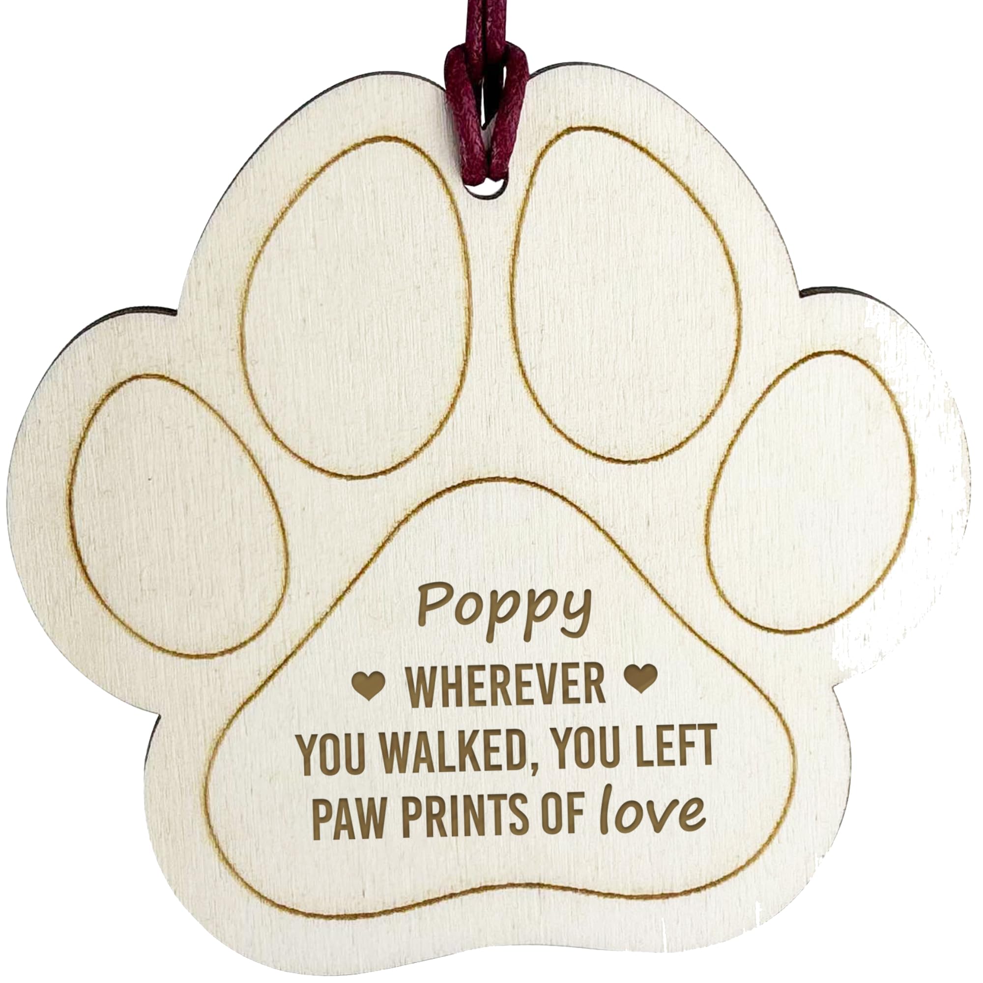 Red Ocean Pet Memorial Personalised Christmas Tree Bauble Decoration, Engraved Dog Wooden Bauble, Dog Memorial Gifts, Pet Loss Gifts For Pet Owners, Pet Tree Decoration Bauble Gifts