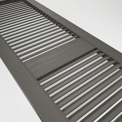 Miniatura 106 de Builders Edge 12 pulgadas de ancho x 48 pulgadas de alto, montante central superior de catedral estándar, persianas con listones abiertos, incluye