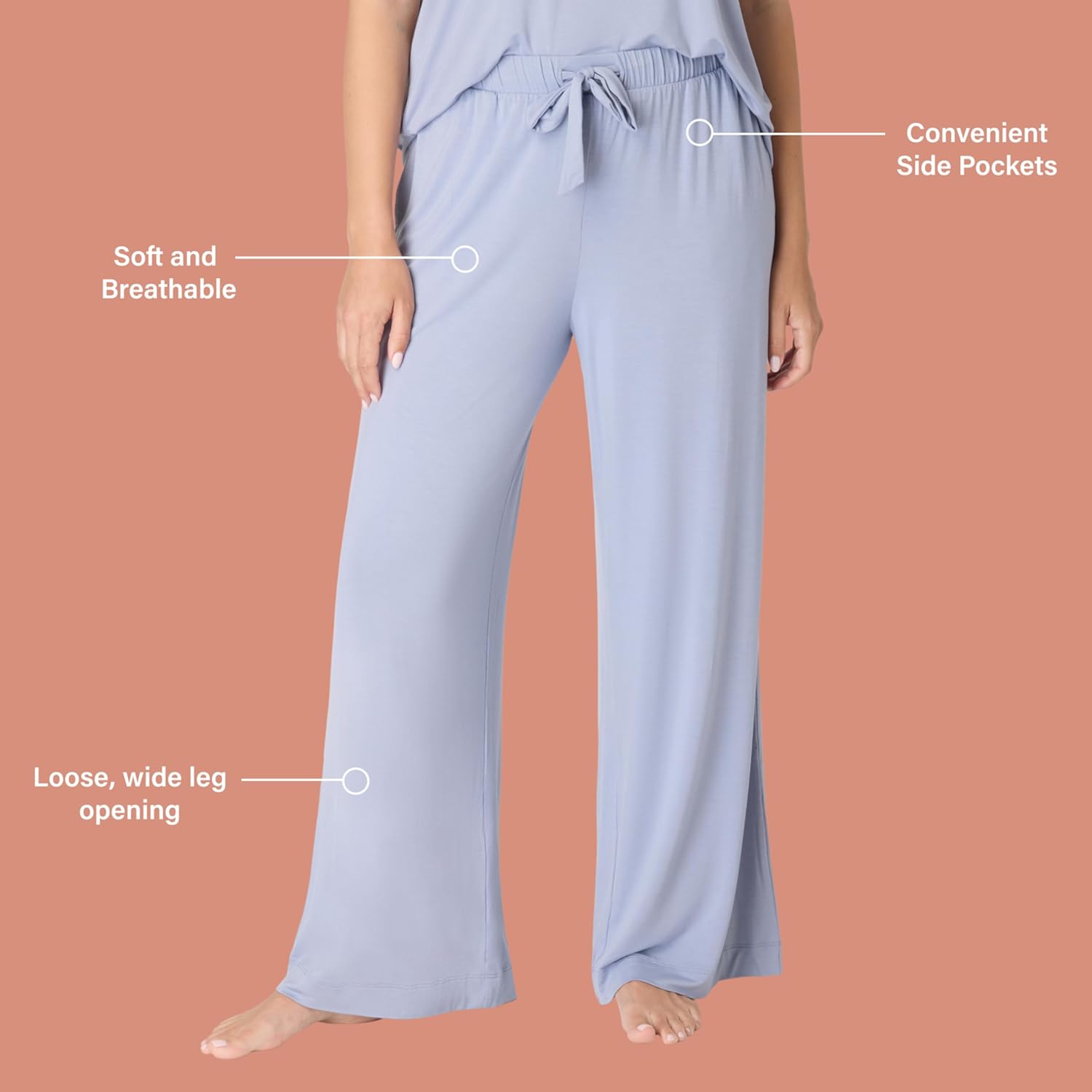 Bali Women's Sleepwear Wide Leg Pants, Breathe Pajama Bottoms, Sleepwear Pants with Pockets, Drawstring Waistband - Image 4