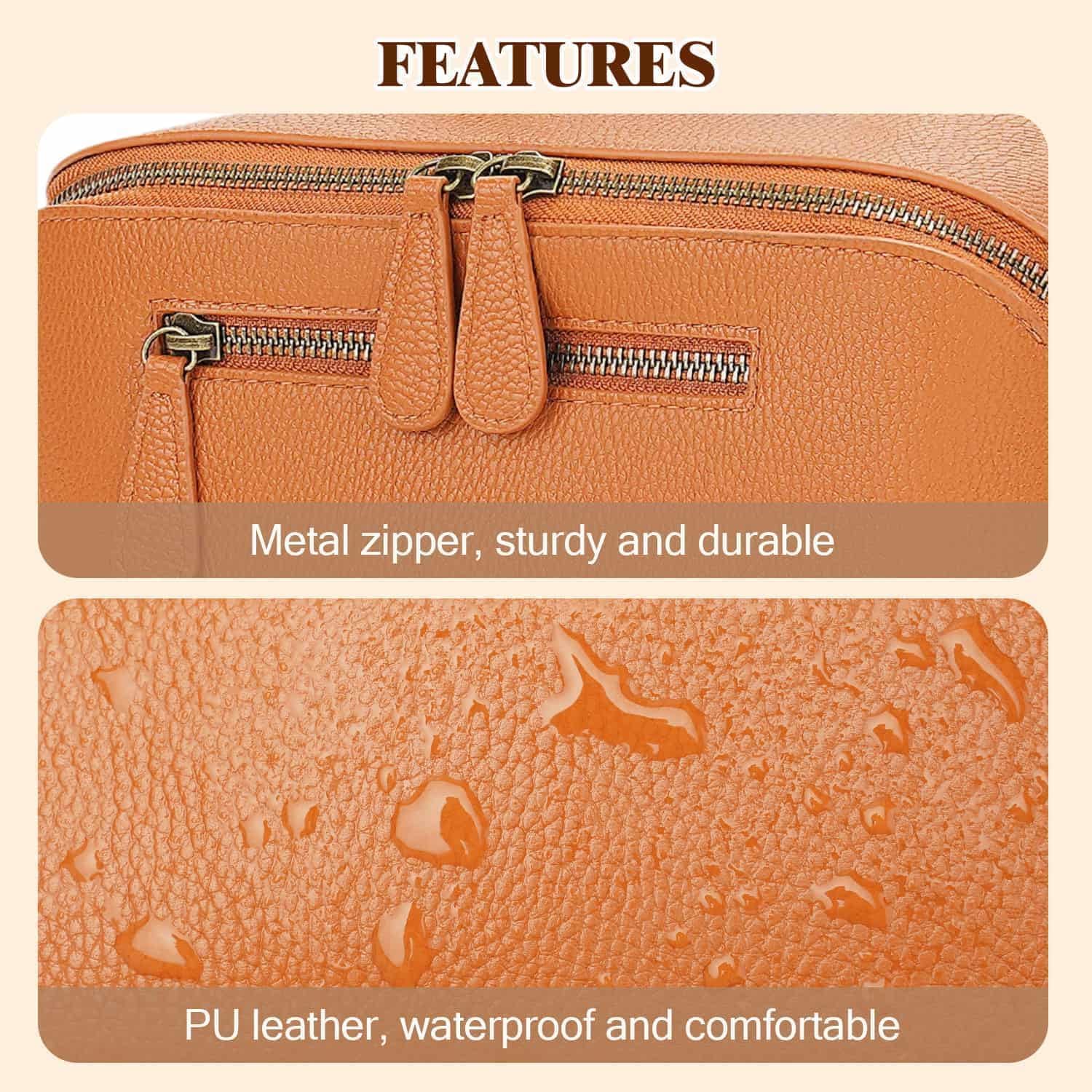 Travel Makeup Bag Large Capacity Cosmetic Bags for Women Waterproof Make up Organizer Toiletry Bag Open Flat Portable with Divider with Handle Pouch (Brown, 2L) - Image 6