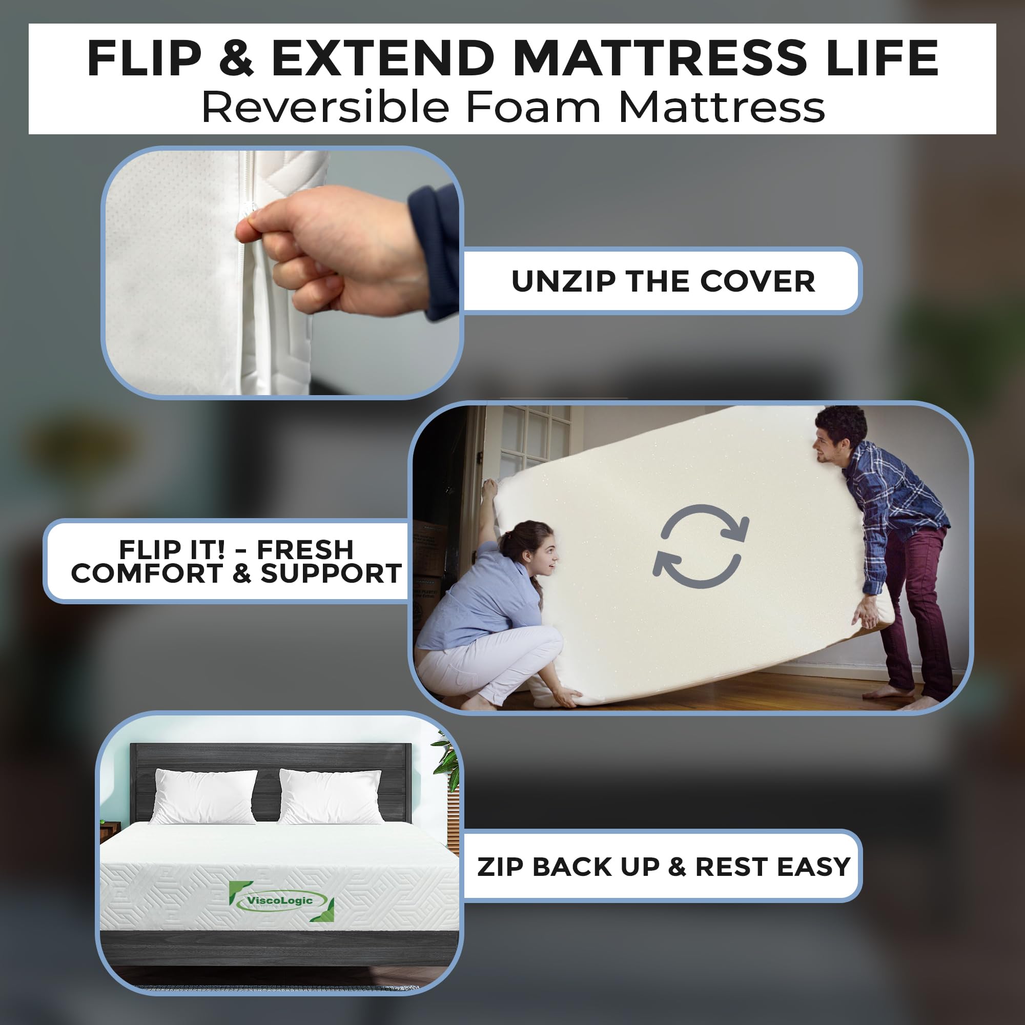 1-Inch Slab Memory Foam Mattress Topper, Cal King