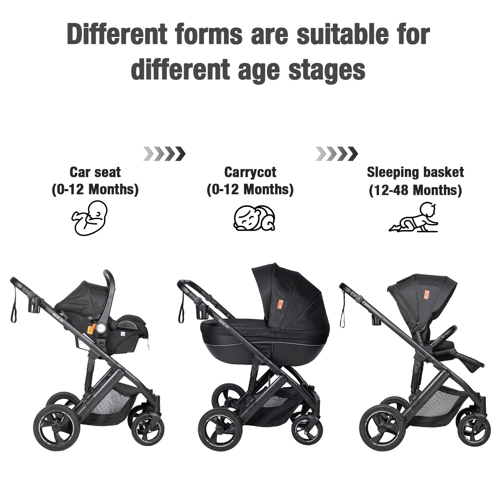 Sistema de viaje, desde recién nacido hasta niño pequeño, todo terreno, plegable con una sola mano, cochecito de bebé de asiento alto, convertible, carrito de bebe 3 en 1