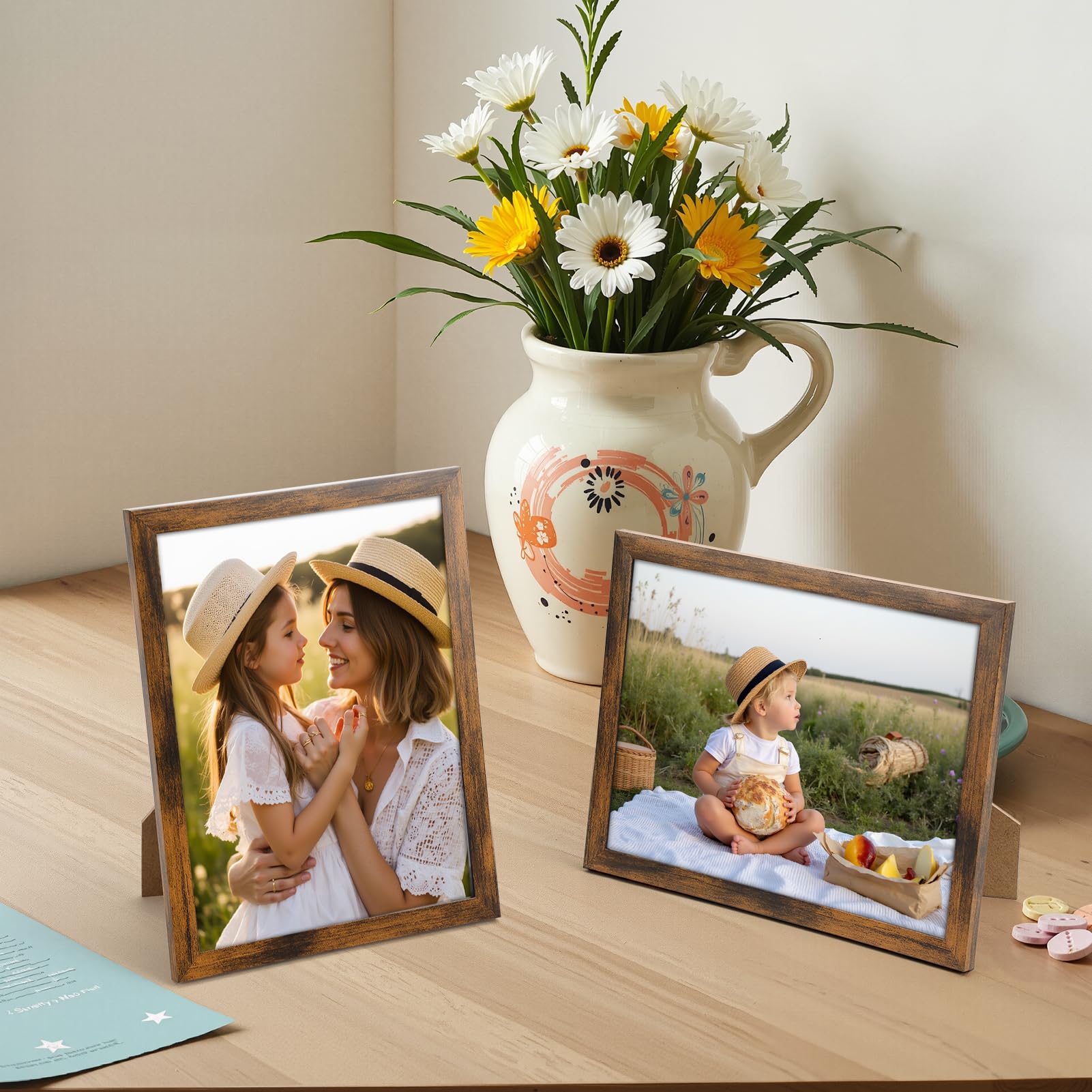 Ditwis 8x6 Photo Frame Brown, Classic Picture Frame for Living Room Bedroom and Office, Wall or Desktop Display, Vertical or Horizontal - Image 3