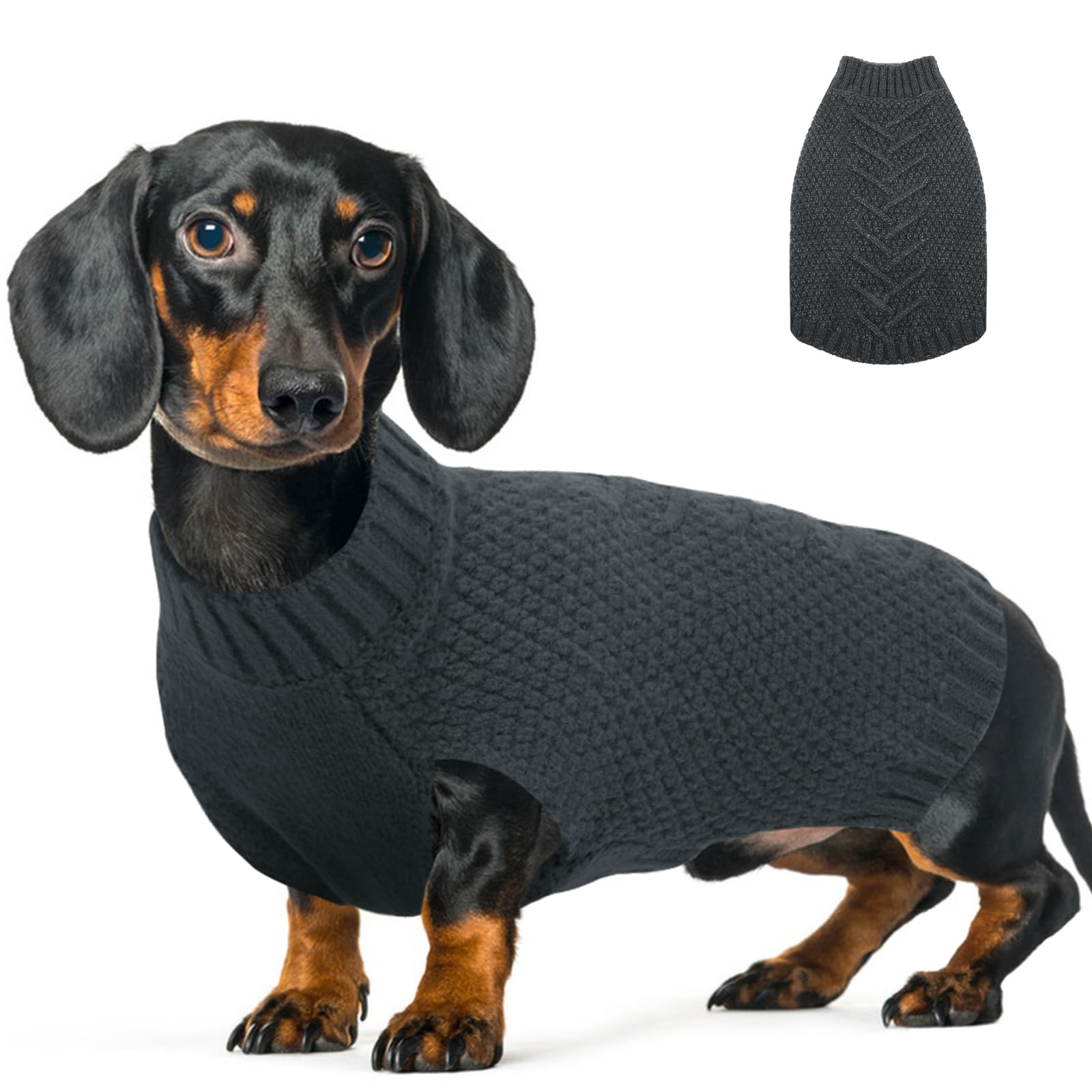 Katzinst Pullover für Mittelgroße Hunde, Stilvoll Strickpullover Hundepulli, Dicken Hundepullover für Winter, Bequem Fleece Hund Pullover für Dalmatiner, Grau, L