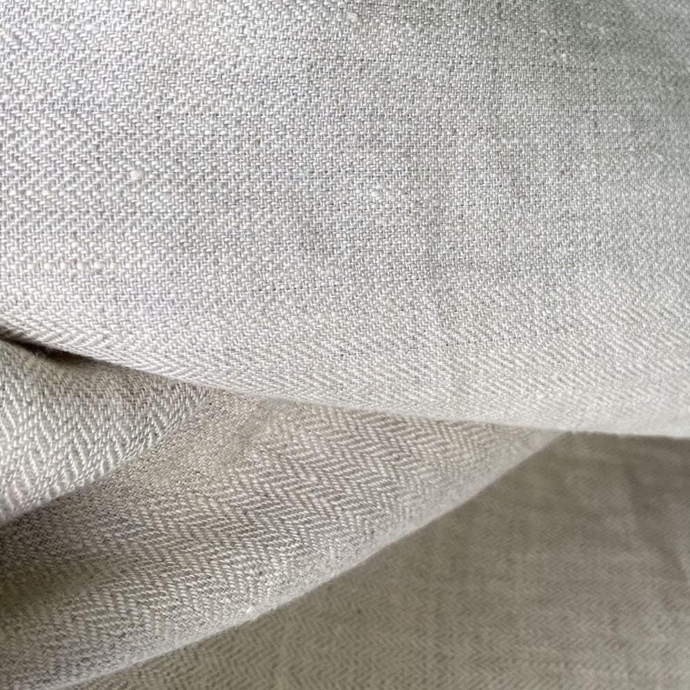 Beige HBT Chambray Linen Fabric | Herringbone Twill Chambray Fabric - Durable Material for Crafting and Garments