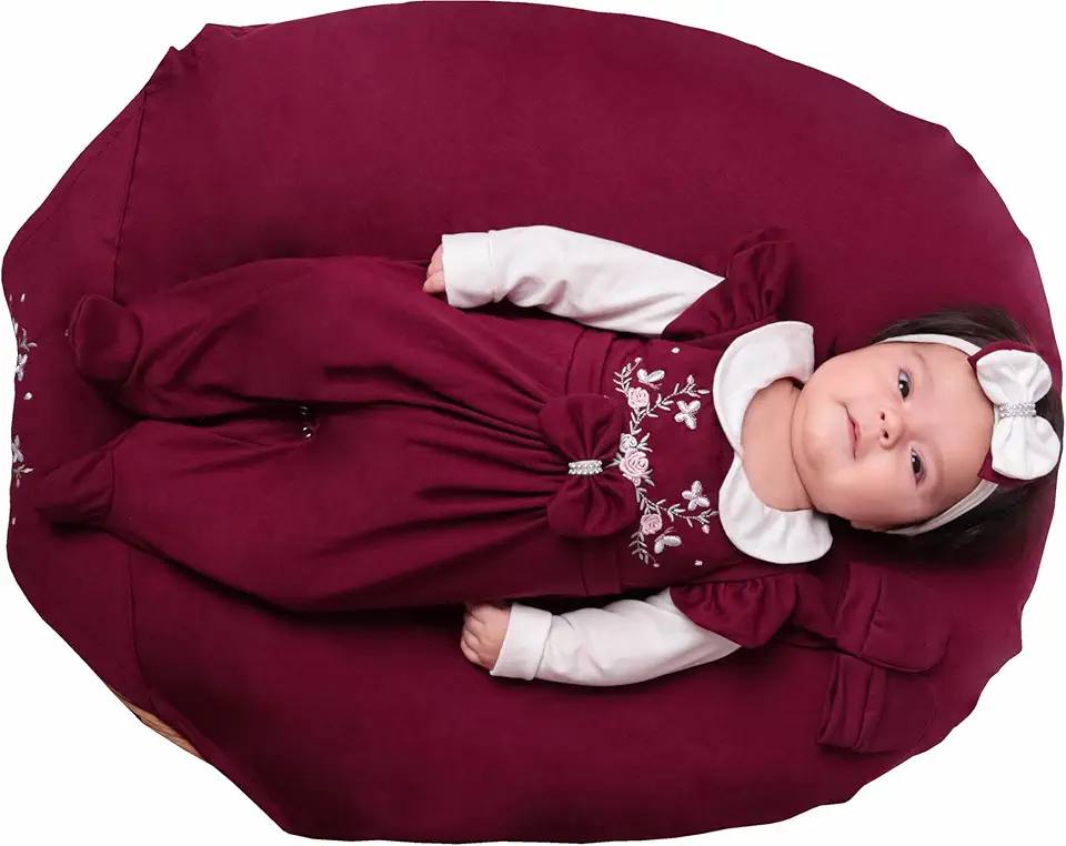 Saída Maternidade Menina Aurora 04 peças Roupas de Bebê Marsala