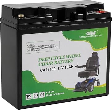 Casil 12V 18AH Deep Cycle Wheelchair Battery Compatible with Pride Mobility Go-Go Elite Traveler Plus Wheelchair MKB ES17 12 Scooter Wheelchair, Nut and Bolt Terminal