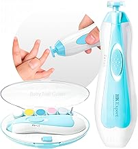 HKEXPORT Baby Nail Trimmer Electric, Safe Baby Nail File, Baby Nail Clippers with Light and 6 Grinding Pads for Newborn Infant Toddler or Adults Toes and Fingernails, Kids Nail Care (Pack of 1, Multicolour)