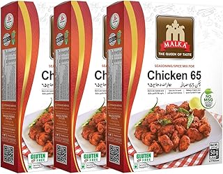 Malka Chicken 65 Recipe Mix 50g (1.76 oz) - Authentic Gourmet Spice Powder for Sweet & Sour Fried Chicken - No MSG Added, Vegan, Non-GMO, Gluten Free & Halal - Pack of 3