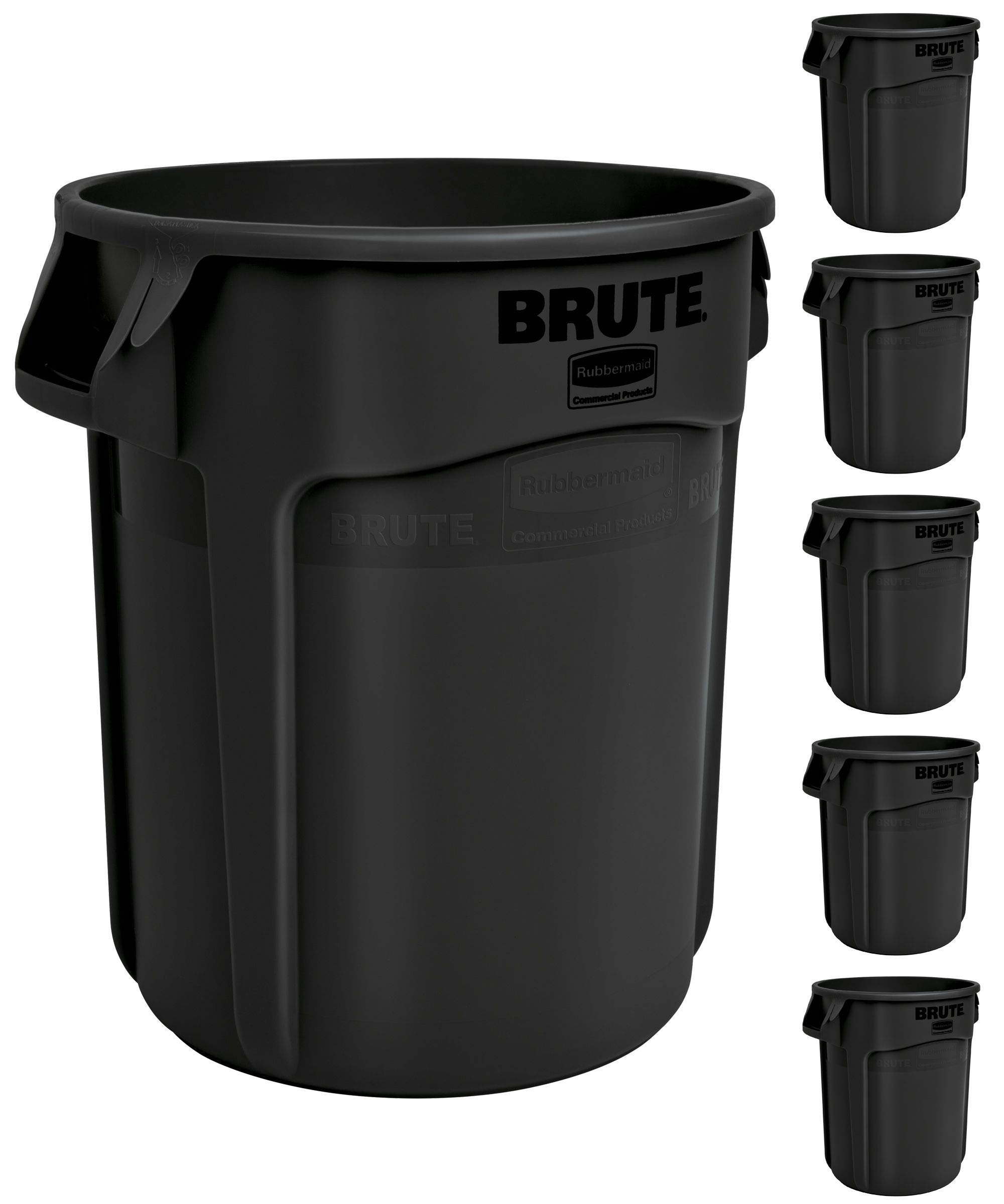 Rubbermaid Commercial Products BRUTE Heavy-Duty Trash/Garbage Can, 10-Gallon, Black, Wastebasket for Home/Garage/Bathroom/Outdoor/Driveway, Pack of 6-image-15