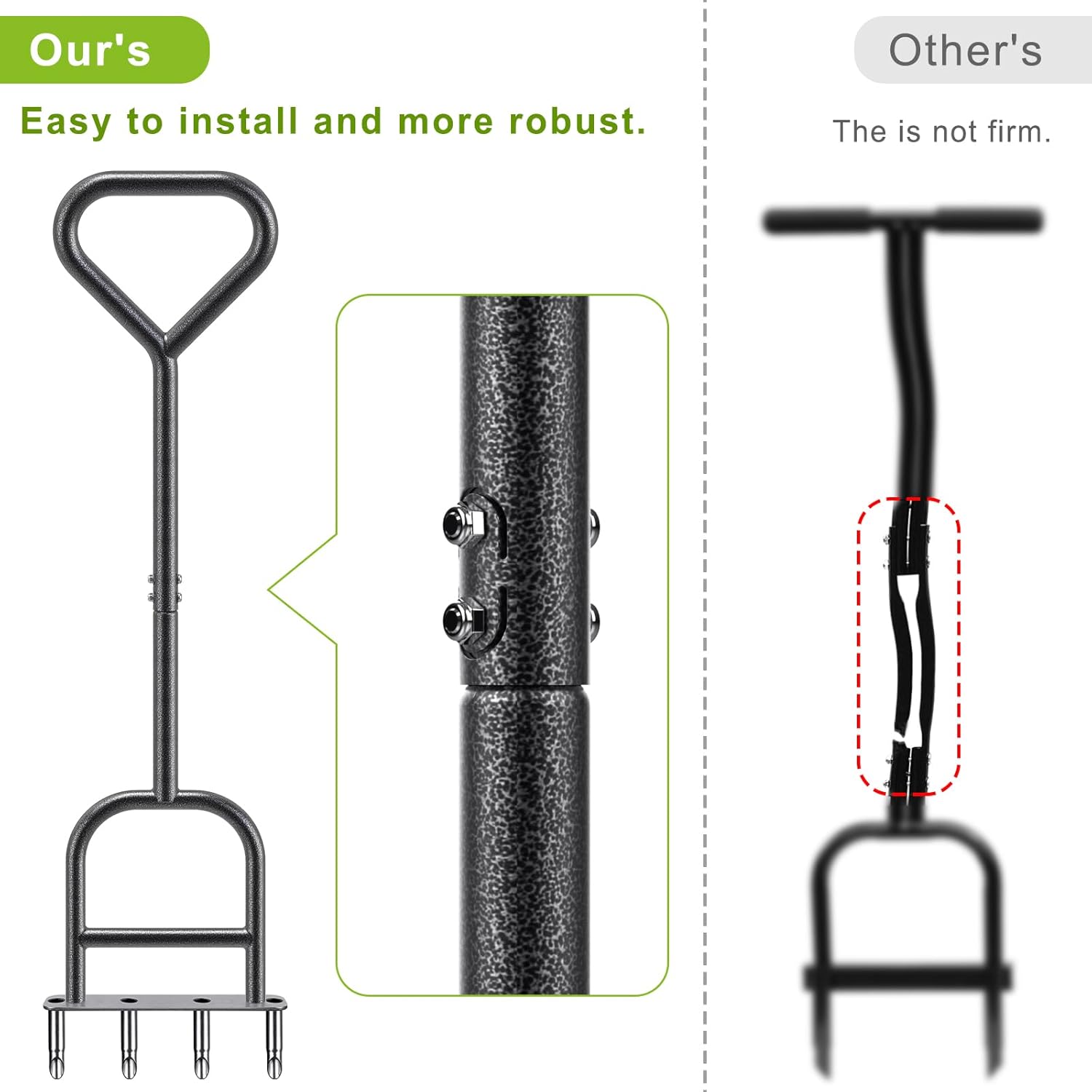 Dolibest Lawn Coring Aerator, Manual Lawn Aerator, 4 Stainless Steel Corer Plug Aerator with Triangular Handle, Pre-Assembled Manual Grass Aerating Tool & Cleaning Hand Tool for Improving Lawn Health