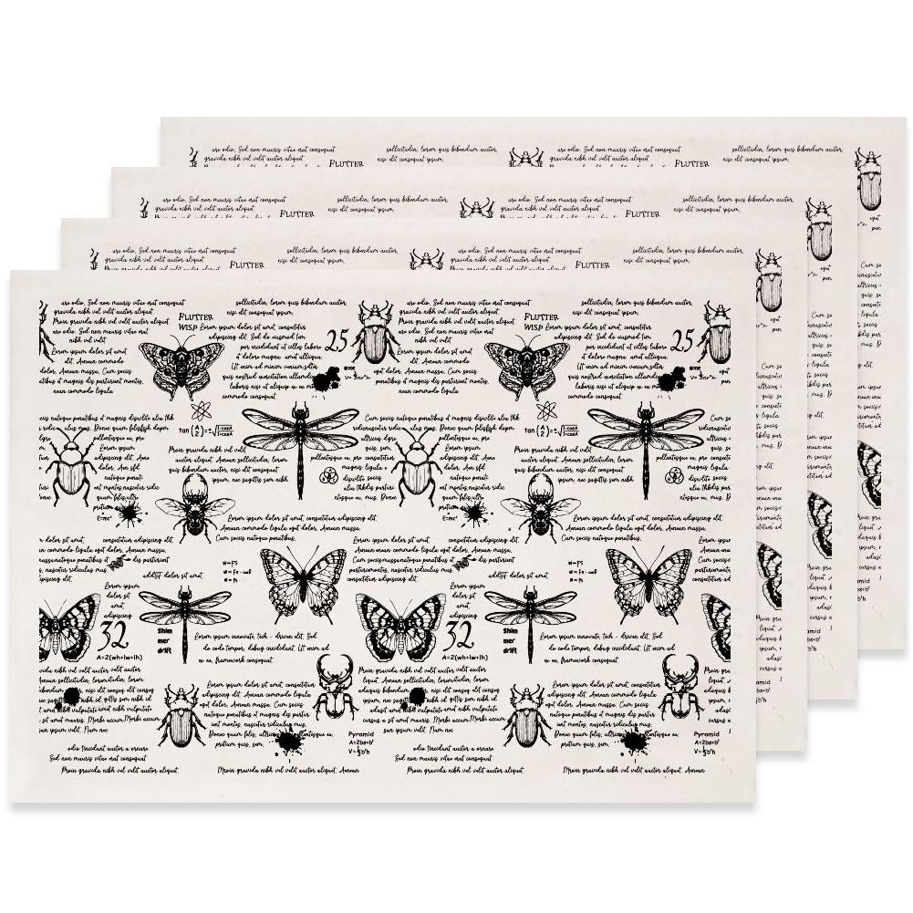 SUPERDANT 4PCS Butterfly Insect Underglaze Transfers for Pottery Black Text Transfer Stickers Ceramic Decals Underglaze Transfers Paper for Porcelain Overglaze Enamel Clay Decal 52x37cm