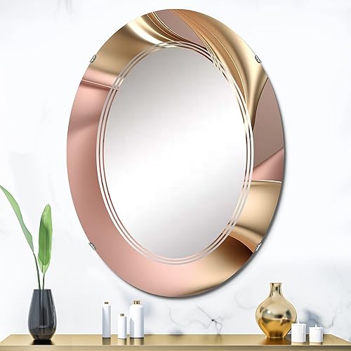 Miniatura 2 de DesignQ Oro líquido liso en tonos suaves de oro y gris pardo III, espejo de tocador, espejos de baño, espejos de pared para sala de estar,