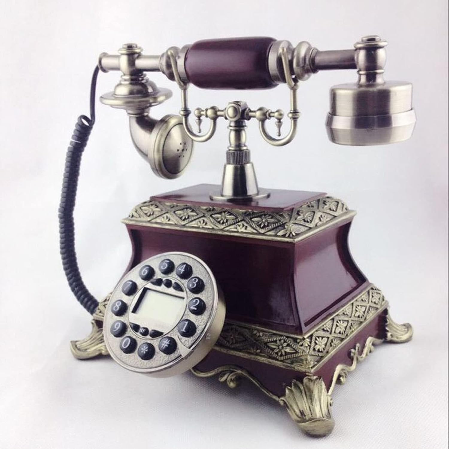 Telephone European Style Decoration Bedroom Home Retro Telephone Decorative Landline Replica Antique,Brown