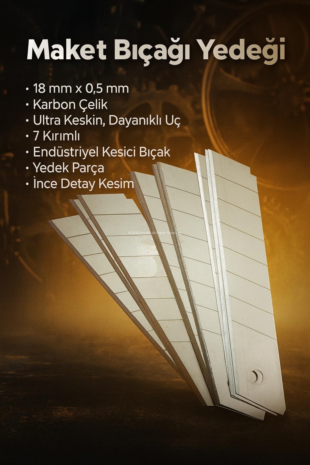 Proalet Maket Bıçağı Yedeği, 18 mm x 0,5 mm, Karbon Çelik, Ultra Keskin, Dayanıklı Uç, 7 Kırımlı, Endüstriyel Kesici Bıçak, Yedek Parça, İnce Detay Kesim (Standart, Adet, 10)