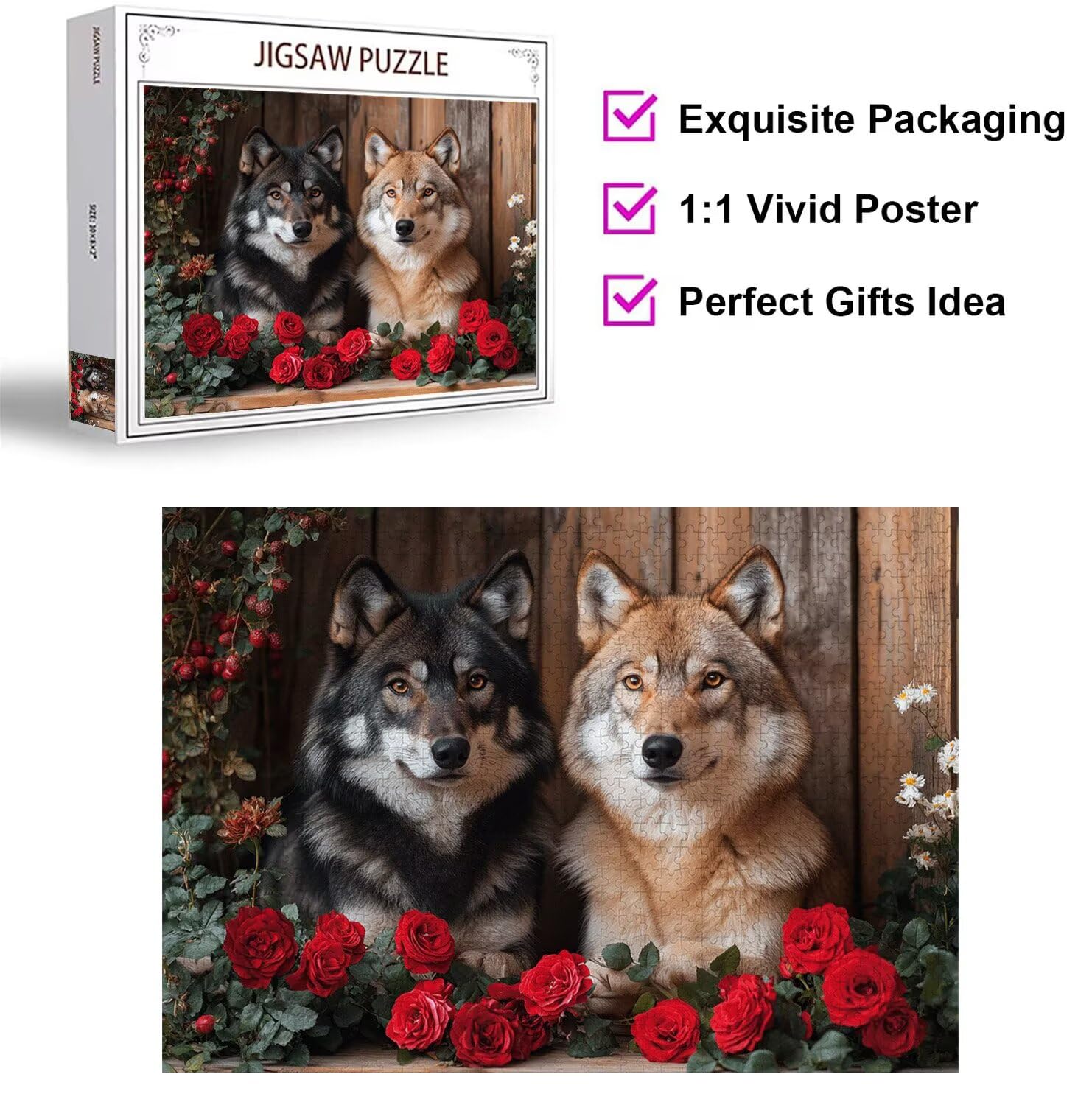 Puzzle dla dorosłych 4000, Wolf Rose, 141x87cm, n-367