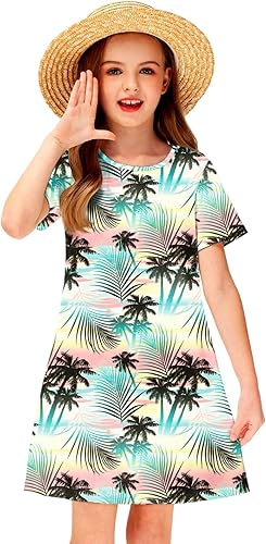 Miniatura 3 de Deerose Vestidos de Halloween para niña de manga corta, vestido de verano tropical de estilo camiseta, 3-14 años