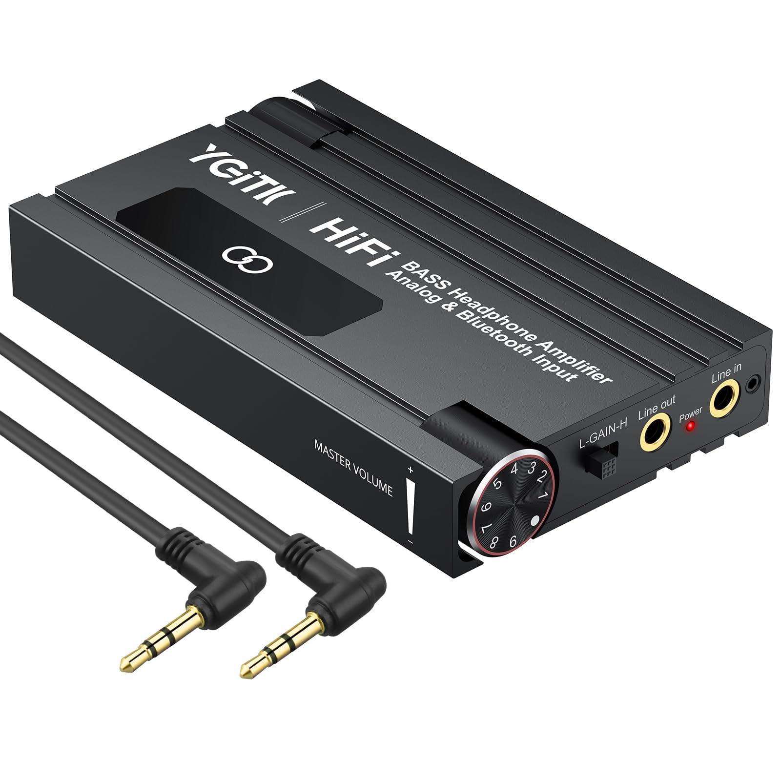 Amplificateur de Casque HiFi Portable Bluetooth 5.1 avec Bass Réglable, Ampli Casque Audio 16-600Ω, Entrée/Sortie 3.5mm, Gain à Deux Niveaux, Batterie 24H, Boîtier Aluminium pour Téléphone, MP3