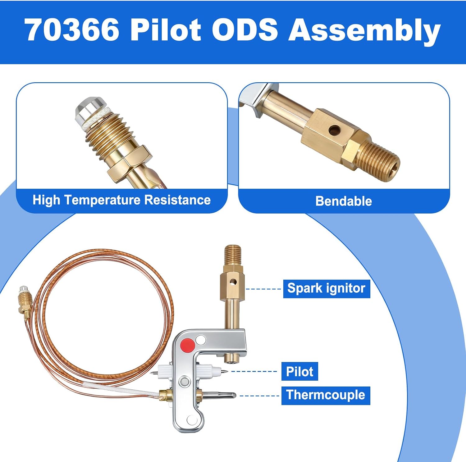 70366 Pilot ODS Assembly Compatible with Mr Heater, Heat Star, Enerco Unvented LP Gas Wall Heaters, 120630-02 Pilot ODS Assembly MHBF10LP MHIR10LP TSBF10LP TSIR10LP MHBF30LPT HSBF10LP