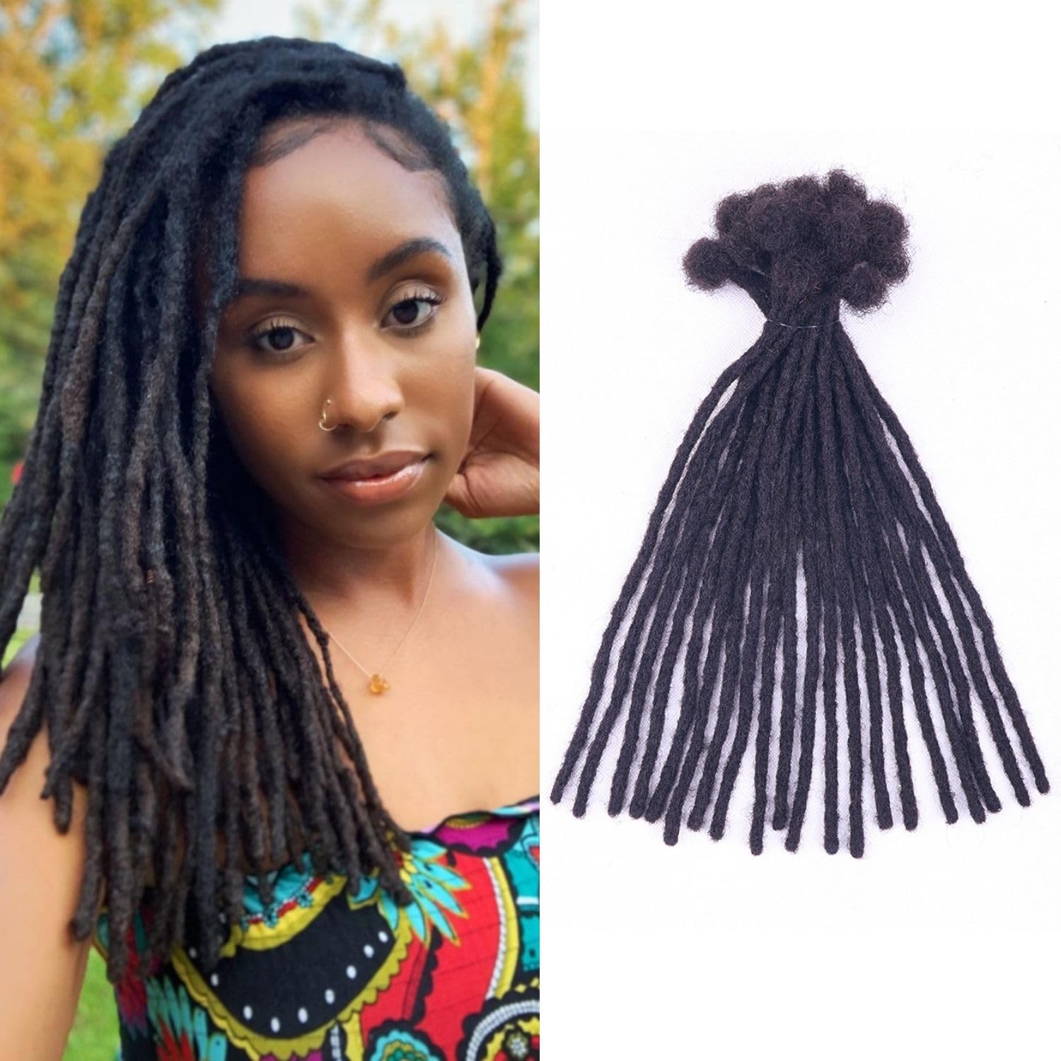 Loc Extensions Human Hair Dreadlock Extensions for Women Men Kids 0.4 cm 12 Inch 10